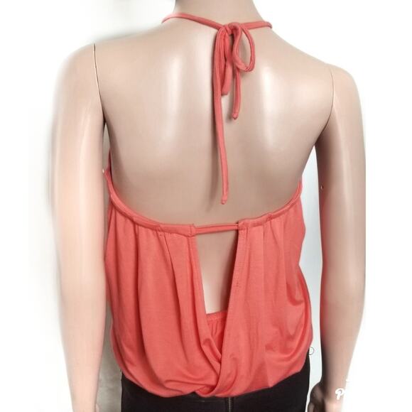 bebe | Bright Peach Halter Tie Top Y2K Retro - Picture 2 of 4